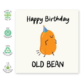 CENTRAL 23 Funny Men Birthday Card – Old Bean – Hilarious Greeting Card for Dad, Husband, Brother, Boyfriend, Uncle, Grandpa, Friend, Colleague, Him - Jokes About Growing Old - Comes with Stickers