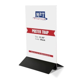 M&T Displays Double Sided 31.50" Black Steel Poster Stand Indoor Schools Restaurants Shops