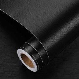 YENHOME Black Brushed Stainless Steel Contact Paper Peel and Stick Metallic Wallpaper 17.7"X118" Stainless Steel Contact Paper for Appliances Refrigerator Wrap Countertop Waterproof Black Wallpaper
