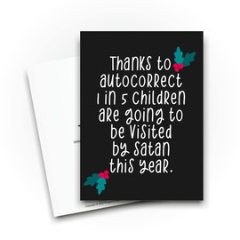 Funny Novelty Christmas Cards | Thanks To Autocorrect - Satan Santa | Christmas Present Xmas Celebration | Banter Funny | CBH1358