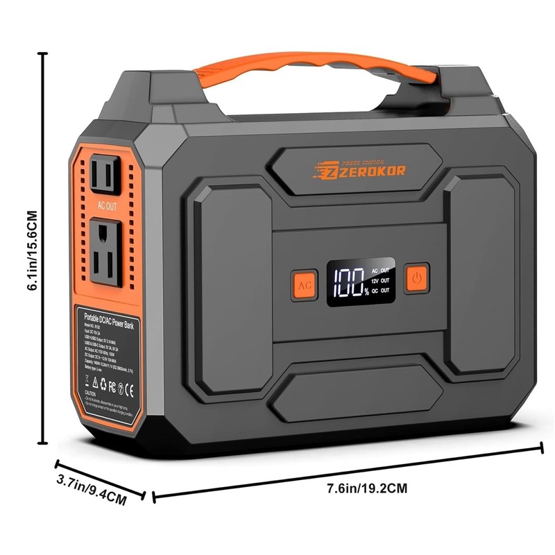 ZeroKor Portable Power Station, 100W 110V Power Pack with AC