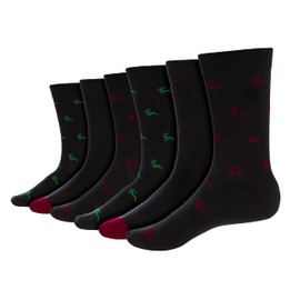 Men's Dress Socks - 6 Pack (Multicolor) Cotton Rich Blend Comfort Crew Socks