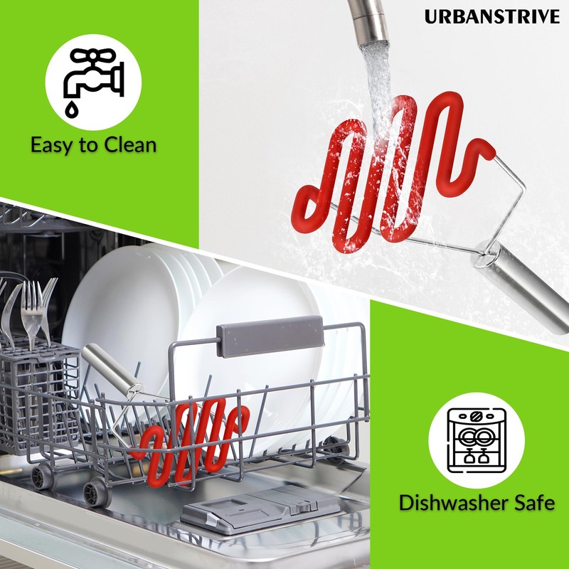 Urbanstrive Non-Scratch Silicone Potato Masher Kitchen Tool, Potatoes Masher Potato