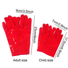 Honbay Red Sparkling Sequin Gloves Costume Gloves Dance Performance Gloves