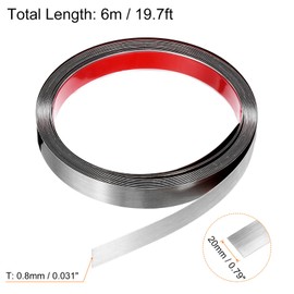 HARFINGTON 19.7ft x 0.79" Wall Trim Peel and Stick Molding Trim Frame, Self Adhesive Stainless Steel Brushed Finish Metal Strip for Wall Ceiling Floor Cabinet Tile Edge, Silver