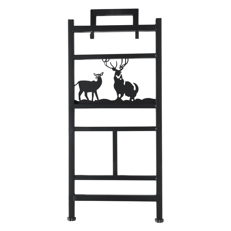 COOBL Firewood Rack Holder with Fireplace Tools,Brush, Shovel, Tong, Hook,Metal