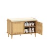 Akxomel Rattan Shoe Storage Bench with Cushion, 2-Tier Entryway Bench