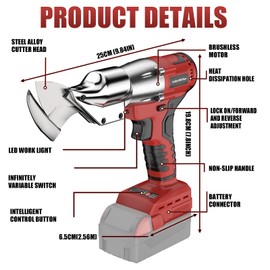 Cordless Sheet Metal Cutter Brushless for Milwaukee 18v Battery(Tool Only), Metal Shears 360 Degree Pivoting Head, Electric Metal Scissors for Cutting Stainless Sheet, Metal, Iron, 221 Ft-Lbs Torque