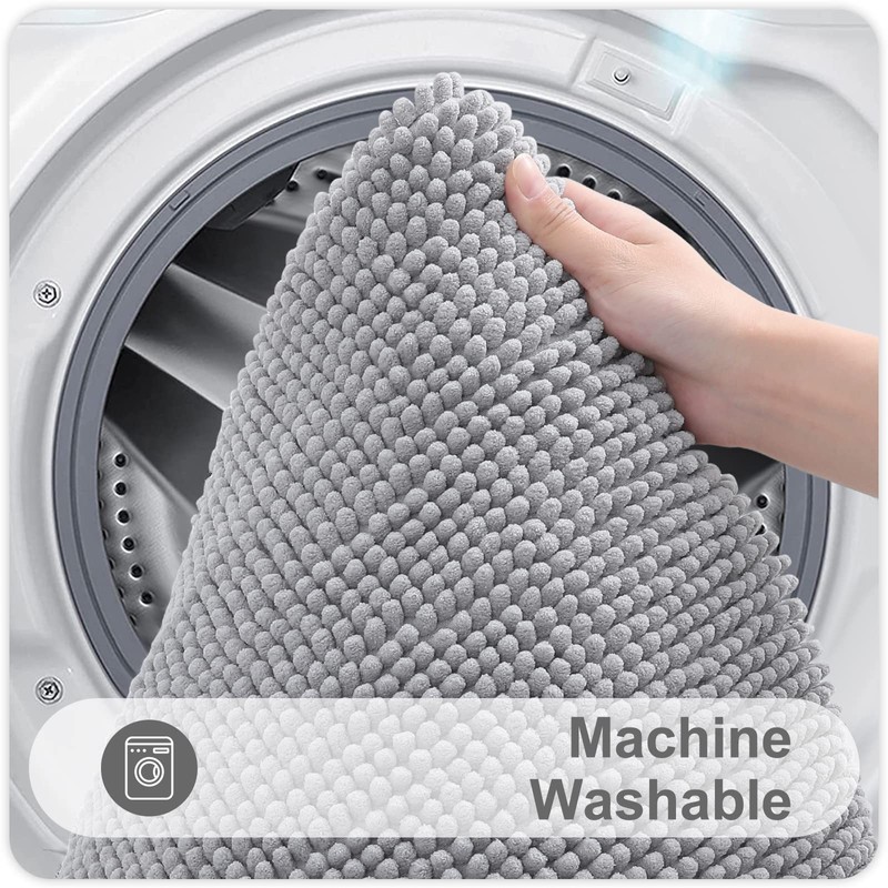 smiry Non Slip Chenille Bath Mat, 60 x 120 cm,