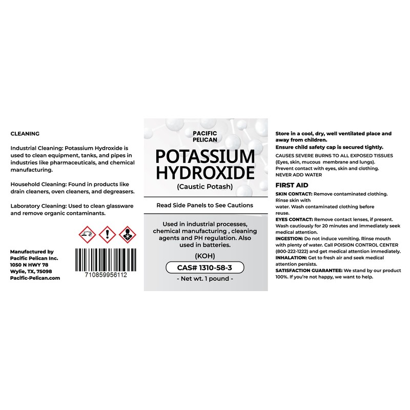 Pacific Pelican Potassium Hydroxide (KOH) - Multi-Use: Drain Cleaning, Laboratory