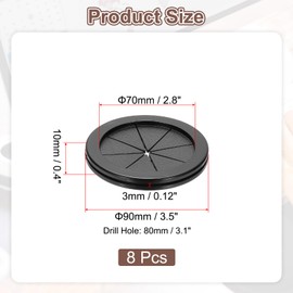 PATIKIL 3.1" Drill Hole Rubber Grommets, 8Pcs Desk Grommet Cable Grommet Hole Cover Cord Organizer for Office Home Table Countertop, Black