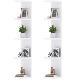 LitaEther 5 Tier White Lack Wall Shelf - Multi-Functional Display Organizer for Anime Figures, Funko Pop, Plants, Makeup & Books (7.1" x 5.5" x 30.7") – Space-Saving Floating Shelf for Home & Office