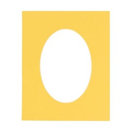 CountryArtHouse Chamois Yellow Acid Free 8x10 Oval Picture Frame Mat with White Core Bevel Cut for 5x7 Pictures - Fits 8x10 Frame - Pack of 1 Matboard Show Kit with Acid Free Backing & Clear Bag