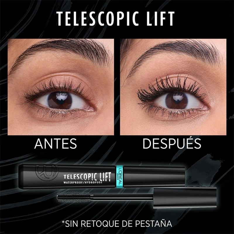 L'oreal Paris Mascara De Pestañas Telescopic Lift, Negro Negro