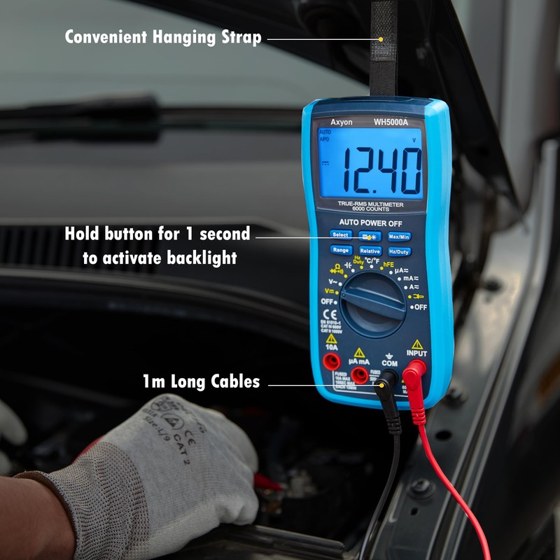 AXYON Digital Multimeter TRMS 6000 Counts, Voltage Tester, Circuit Tester,