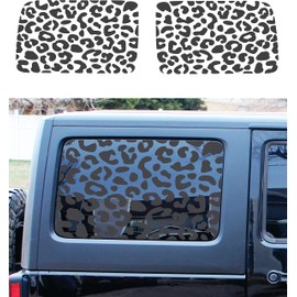 Compatible with Jeep Wrangler JL (4 Door) 2018 – 2023 | Precut Leopard Cheetah Print Window Decals | Proudly Made in The US | Matte Black
