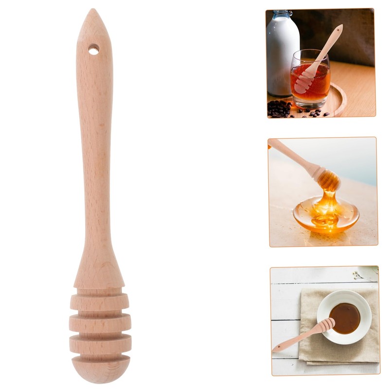 KICHOUSE Wooden Honey Dipper Stick Smooth Honey Mixing Stirrer for