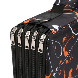 Lbxgap Large 500-Slot Colored Pencil Organizer with Zipper - Fabric Art Storage Bag for Painters and Artists (Large Slots,Orange Splash Ink)