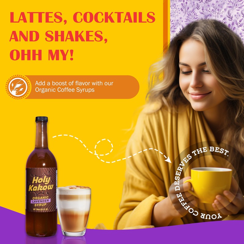 Holy Kakow Cafe Organic Lavender Syrup - Lavender Coffee Syrup,