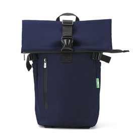 ECO CHIC Waterproof Recycled Canvas Roll Top Backpack (Navy)