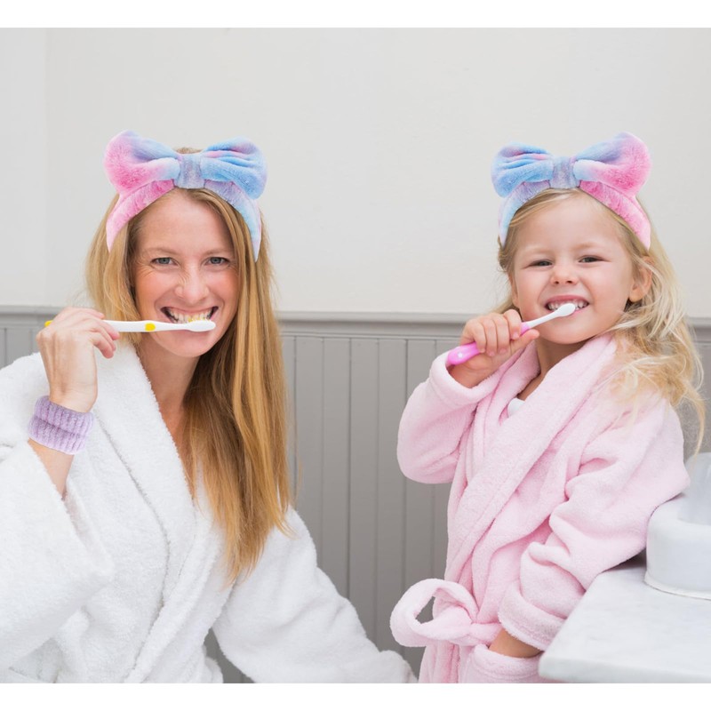 VELSCRUN 5 Pcs Purple Colourful Sponge Spa Headband Bow Tie