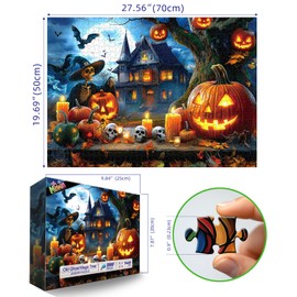 1000 Piece Puzzles for Adults Clearance, Ancient Castle Ghost Magic Tree for Adults, Hard Challenge Art Jigsaw Puzzles, for Gifts Birthday Party Games Family, 27.5 * 19.7 inch Dust Free Puzzle