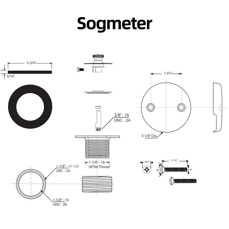 Sogmeter Brushed Nickel Bathtub Drain, Hair Catcher and 2-Hole Overflow