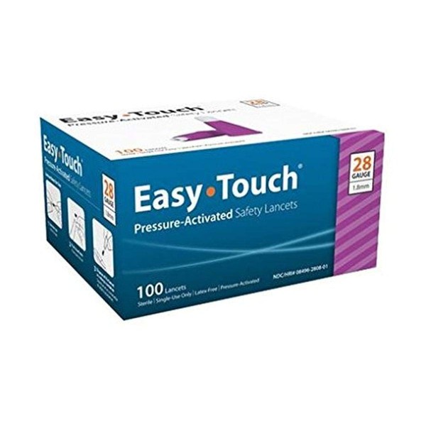 Easy Touch 828081 Safety Lancet, Pressure Activated, 28 g x 1.8 mm (Pack of 100)