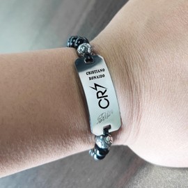 YOTHIWAD CR7 Soccer Bracelet, soccer Star Bracelet Sport Fan Bracelet Natural Stone Beads Stainless Steel Adjustable