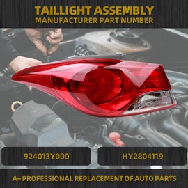 Dasbecan Tail light Compatible With 2011-2013 Hyundai Elantra Left Driver Side (Halogen With Bulb) Rear Lamp Assembly Replace# 924013Y000 HY2804119