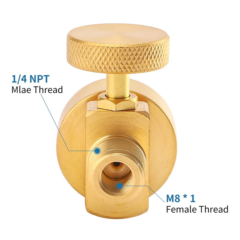 1LB Brass Propane Needle Control Valve, Disposable Adjustable Pressure Propane
