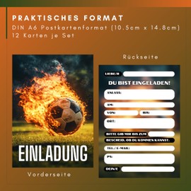 HIDEBLOOM Football Invitation Cards Children's Birthday Boy I Pack of 12 I DIN A6 (10.5 cm x 14.8 cm) I Soccer Party Children I Invitation Birthday I Children's Party I Invitation Cards Football