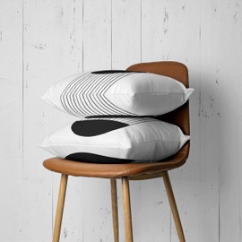 Sagielio Black and White Throw Pillow Covers 18x18 Inches Set of 4, Decorative Double-Sided Soft Microfiber Boho Mid Century Modern Arch Sun Decor Pillow Cases