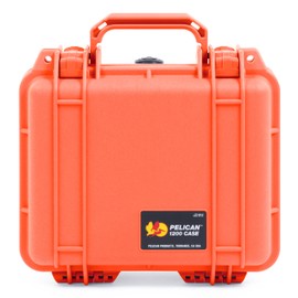 Pelican Protector 1200 Case by ColorCase - Orange - Small Size Waterproof Case with Pick & Pluck Foam & Convoluted Lid Foam - Orange Latches