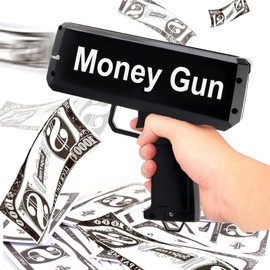 SWANFIRE Pistola de Billetes, Pistola Pulverizadora de Juguete, Super Gun con Billetes de 100 Piezas dolares, Juguetes Novedosos y de Broma, Suministros de Fiesta (Negro)