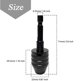 Mesee 0.3-6.5mm Keyless Drill Chuck, Quick Change 3-Jaw Chuck Adapter Converter with 1/4 Inch Hex Shank Electric Screwdriver Impact Driver Conversion Tool