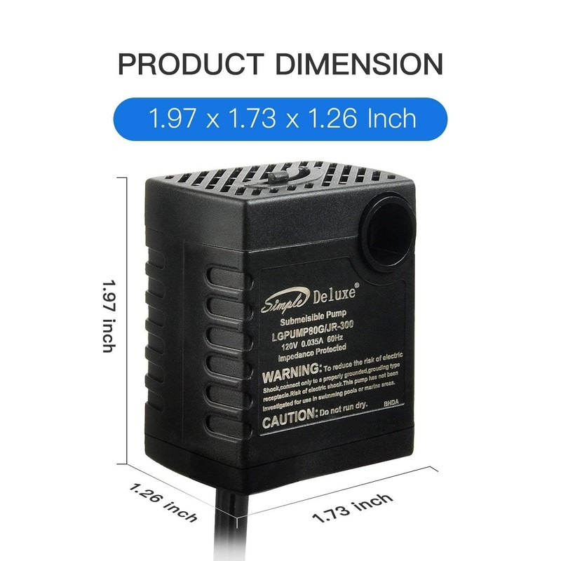 Simple Deluxe 80 GPH Submersible Water Pump (300L/H, 3.6W), Ultra