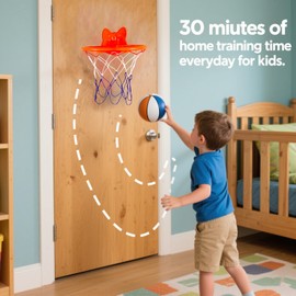 Silent Basketball Hoop Indoor - Foldable Basketball Hoops Wall Mount Sticky Adhesive, Quiet Basketball Hoop No Drilling, Easy Install in 1 Minute for Kids Adults Home/Office/Dorm