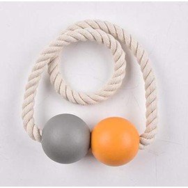 Megachest Curtain Tie back Magnetic Curtain Clips Rope Holdbacks/Buckles 2pcs, Wood Bead Weaving Rope Home Office Hotel Window Decoration (orange&grey)