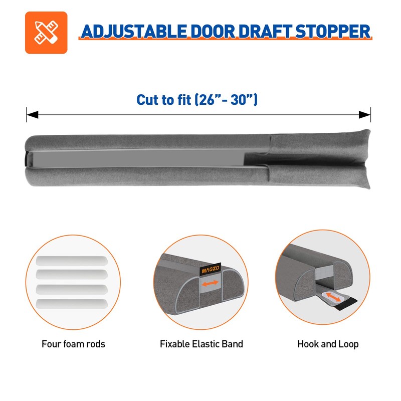 MAGZO Door Draft Stopper, 30 Inch Adjustable Under Door Gap