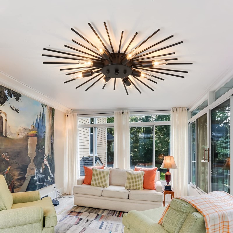 ZGLAOJT Semi Flush Mount 8 Light Ceiling Light Modern Metal