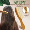 Peine Natural Bambú Cerdas Anchas Ecológico Cabello Sano F
