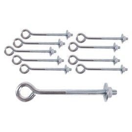 M6 x 100mm Eye Bolts with Nuts and Washers Strong Wire/Chain Link Fence Support Stainless Steel Lifting Eye Bolts with Nut Washer Ring Bolts with Metric Thread Pack of 10.