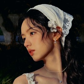 Pañuelo para El Cabello, Diadema para Mujeres y Niñas, Pañuelo de Encaje Blanco, Diadema Suave, Coberturas para La Cabeza, Pañuelo Triangular Bohemio, Turbante, Antideslizante, Bufandas para El