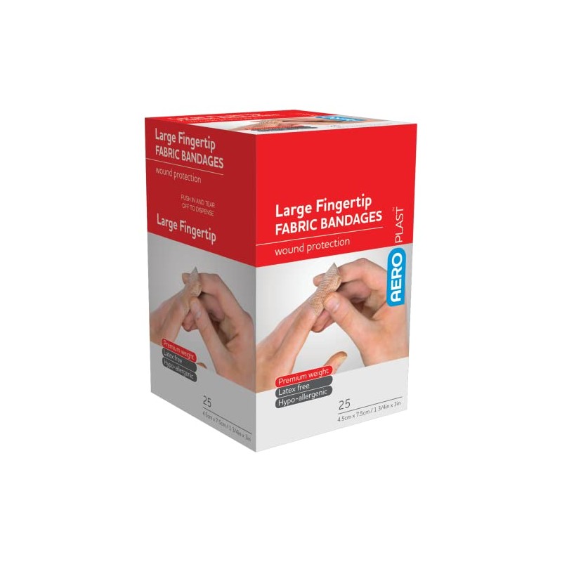 AeroPlast Premium Fabric Large Fingertip Plasters, Box of 25