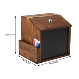 DaMohony Wood Suggestion Box with Lock and Chalkboard Wall Mounted Donation Lock Box Tip Money Drop Donation Boxes For Saving Fundraising