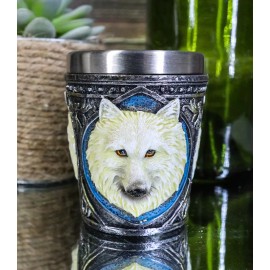 Ebros Gift Celtic Wicca Alpha White Wolf Spirit 2-Ounce Shot Glass Set of 2 Novelty Gifts