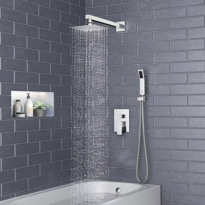 SR SUN RISE Shower Faucet Set System Chrome 8" Rainfall