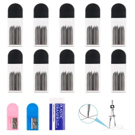 WINKIO Zirkelersatzminen, 100 Stück 2B Zirkelminen mit Radiergummim, 2 mm Durchmesser Zirkel Ersatzminen 2cm Lang Minen für Zirkelspitzer Mathematische Zeichnungserstellung Holzbearbeitungsmarker