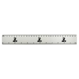 Azeeda 'Scruffy Teddy Tea Time' 30cm (12 Inch) White Plastic Ruler (RL00102000)